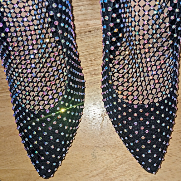 Rhinestone Fishnet Heels - Picture 5 of 9